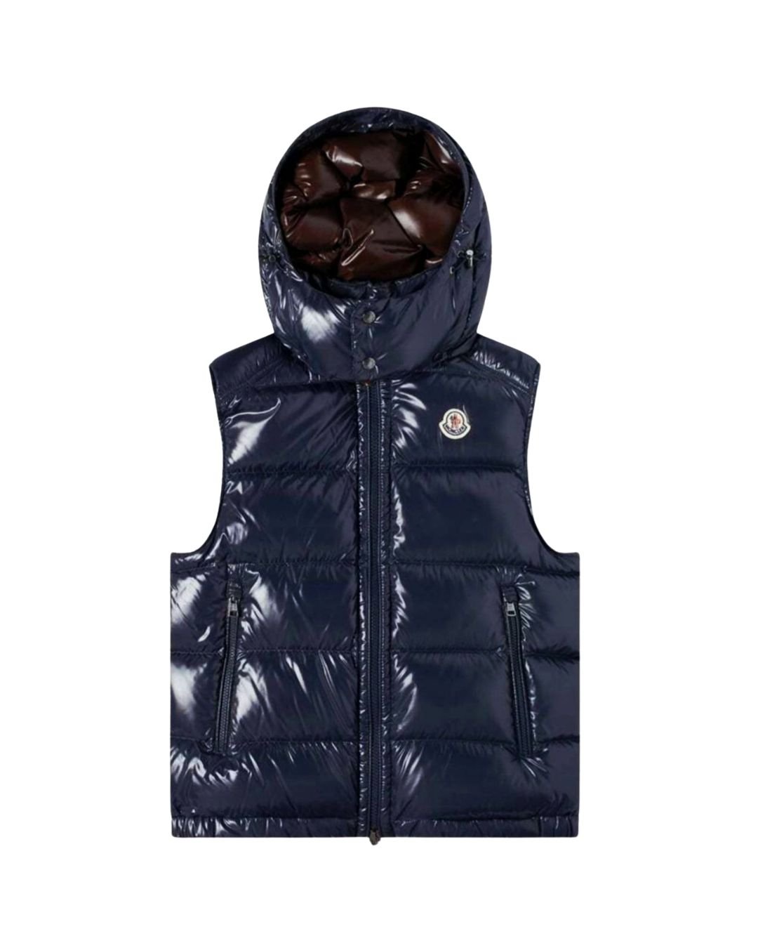 Mens Moncler Bormes Padded Puffer Vest Hooded Gilet Navy Blue