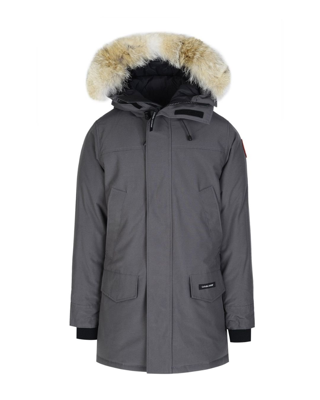 Mens Canada Goose Langford Fur Hooded Classic Label Parka Grey