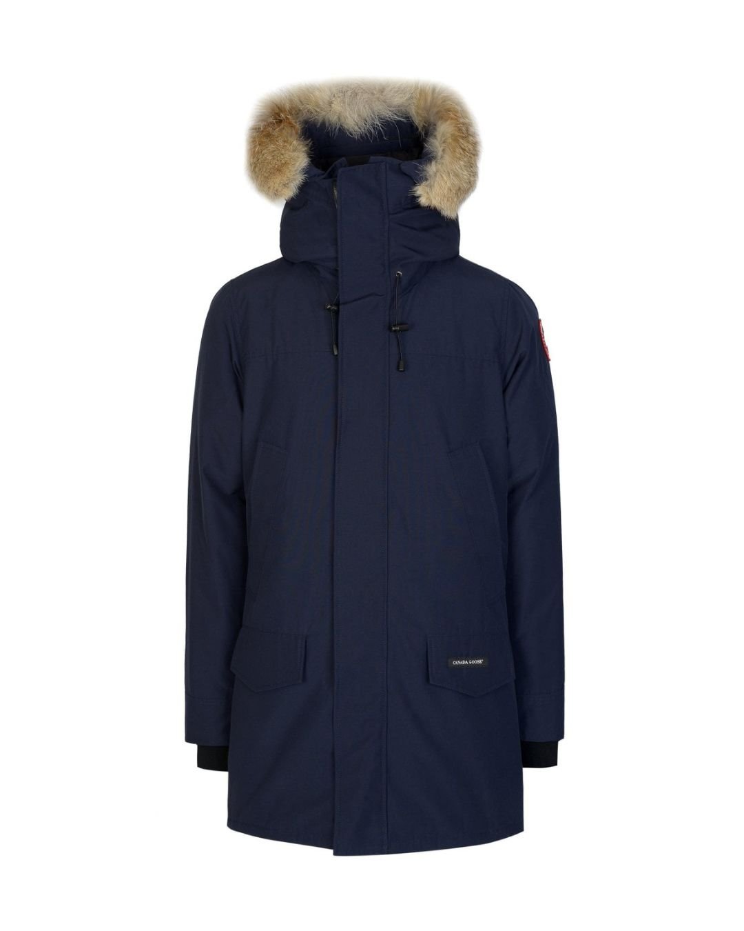 Mens Canada Goose Langford Fur Hooded Classic Label Parka Navy