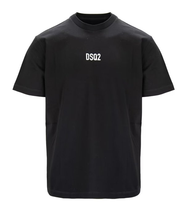 Mens Black Dsquared2 DSQ2 Embossed Logo Crew Neck Cotton Tshirt