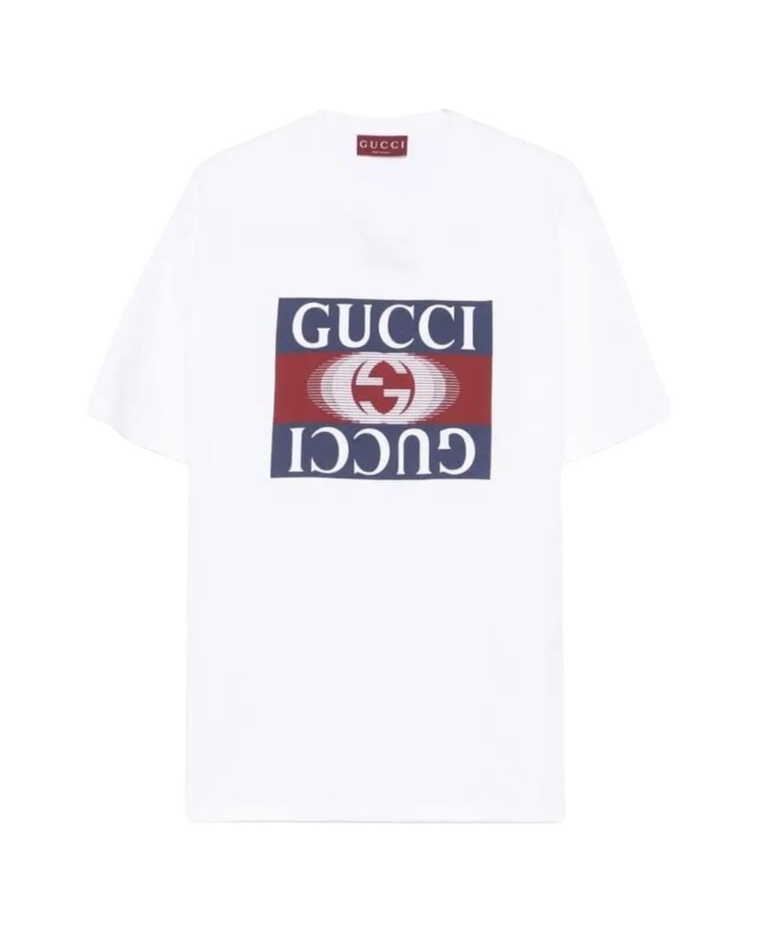 Mens Gucci Jersey Cotton Interlocking GG Box Print Crewneck T-shirt White