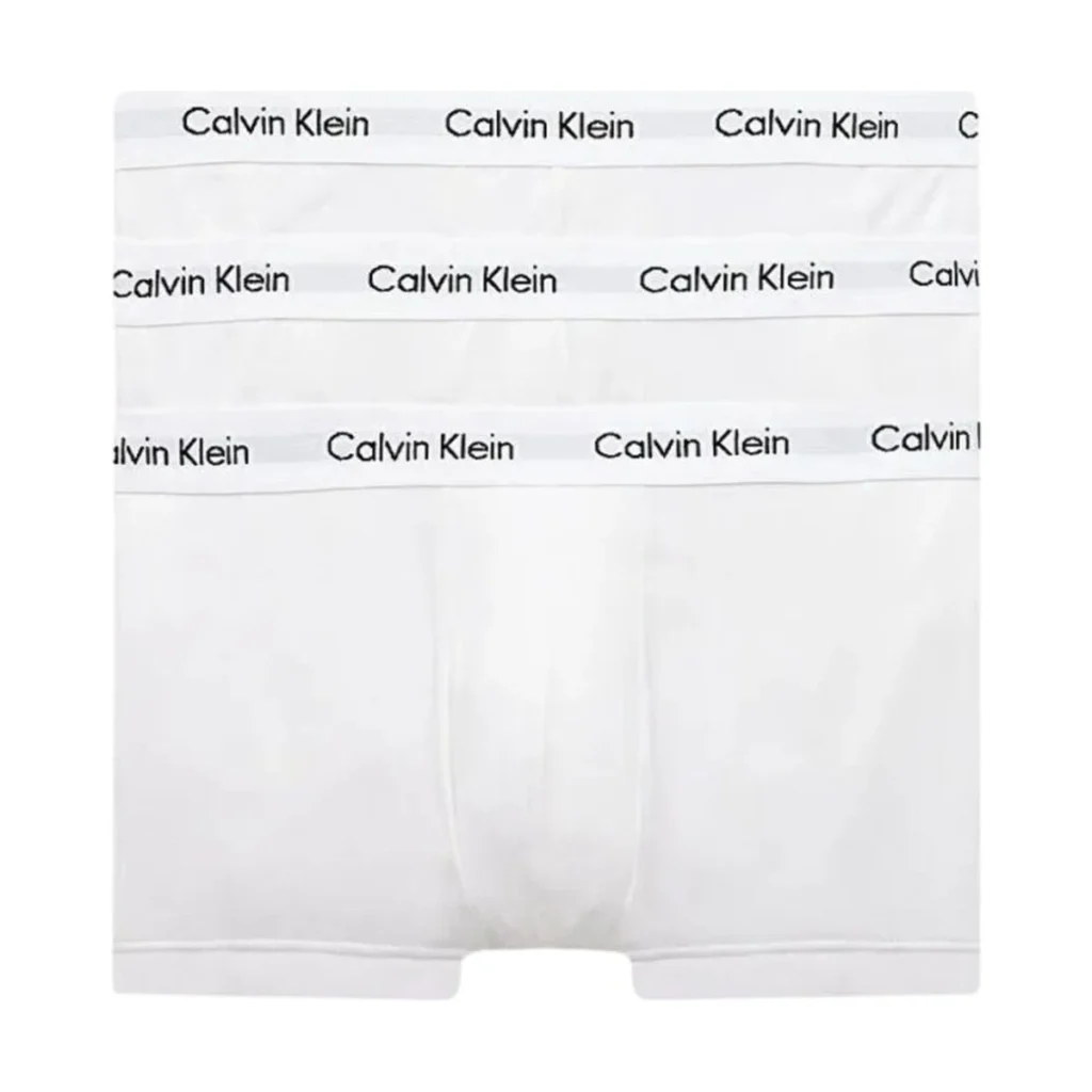 Mens Calvin Klein White Cotton 3 Pack Set Boxer Trunks