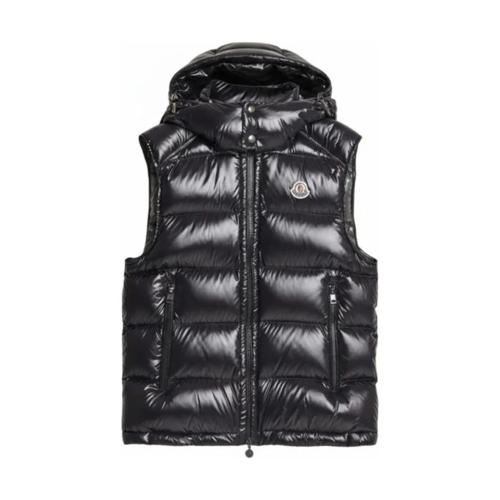 Mens Moncler Black Bormes Padded Puffer Vest Hooded Gilet