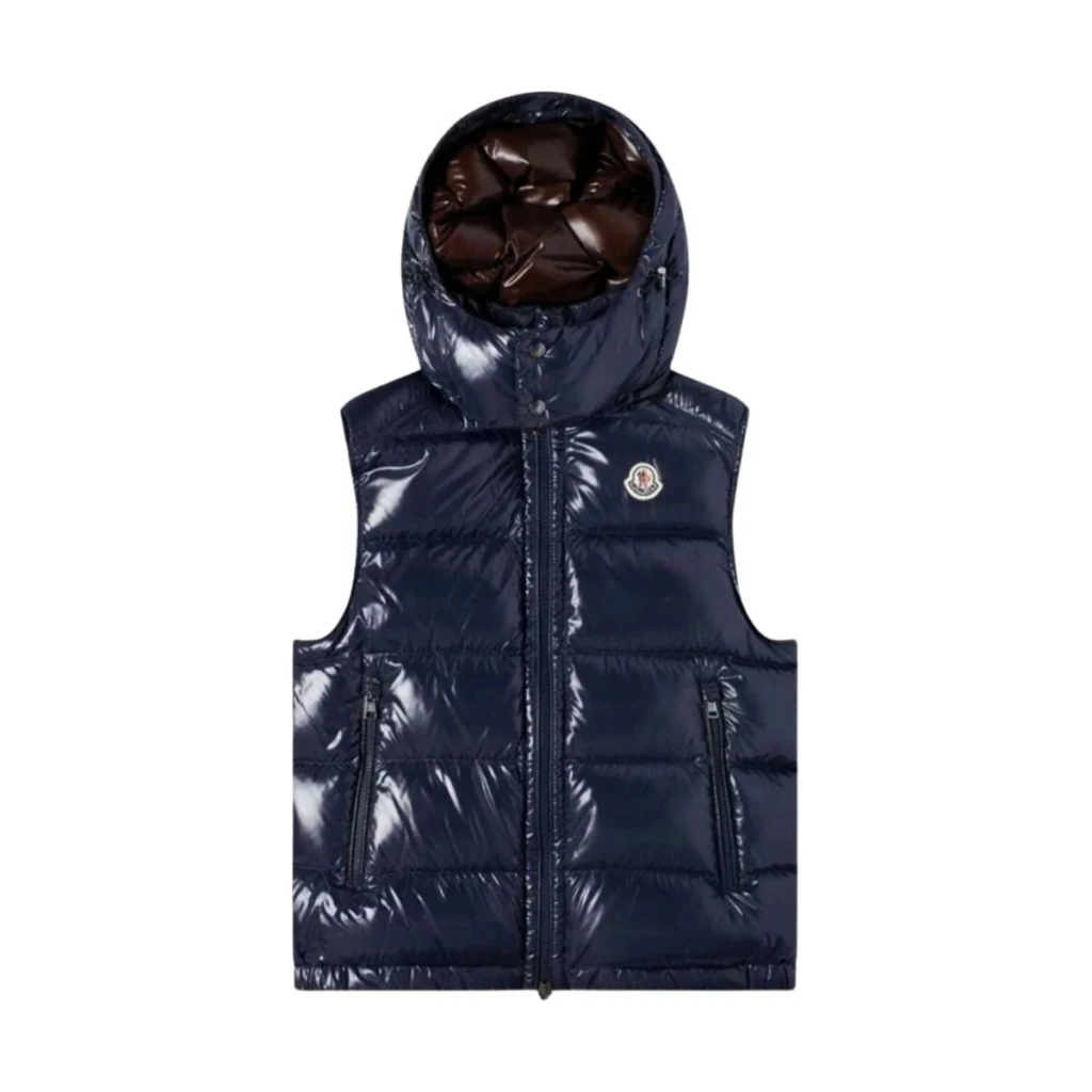 Mens Moncler Navy Blue Bormes Padded Puffer Vest Hooded Gilet