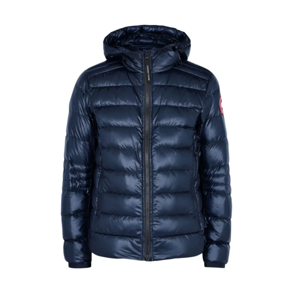 Mens Canada Goose Crofton Hoodie Classic Label Navy Blue Puffer Jacket