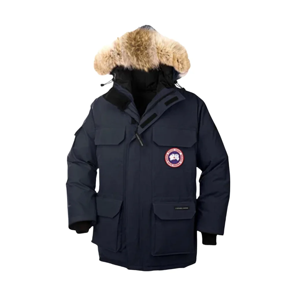 Mens Canada Goose Classic Label Logo Patch Expedition Navy Blue Parka Jacket