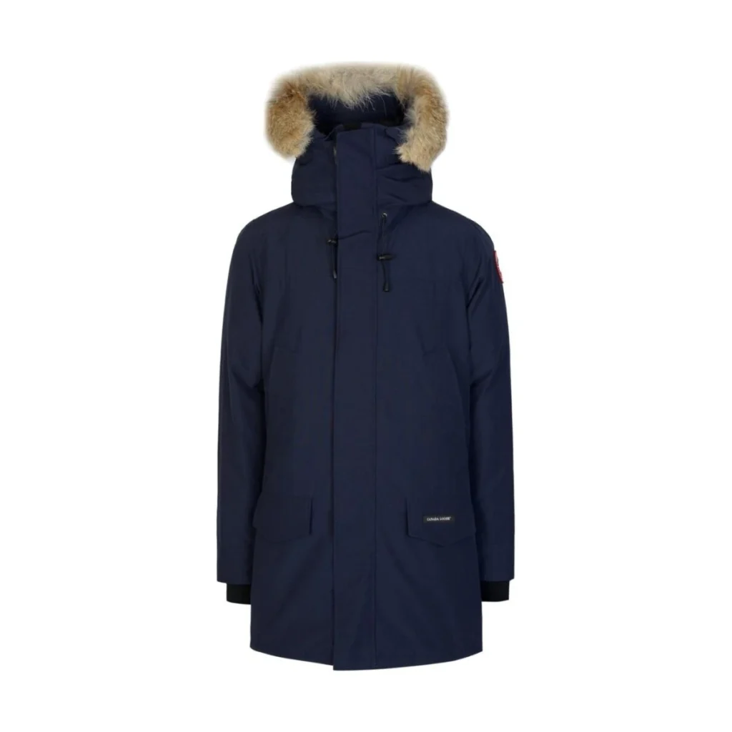 Mens Canada Goose Langford Fur Hooded Classic Label Navy Blue Parka Jacket