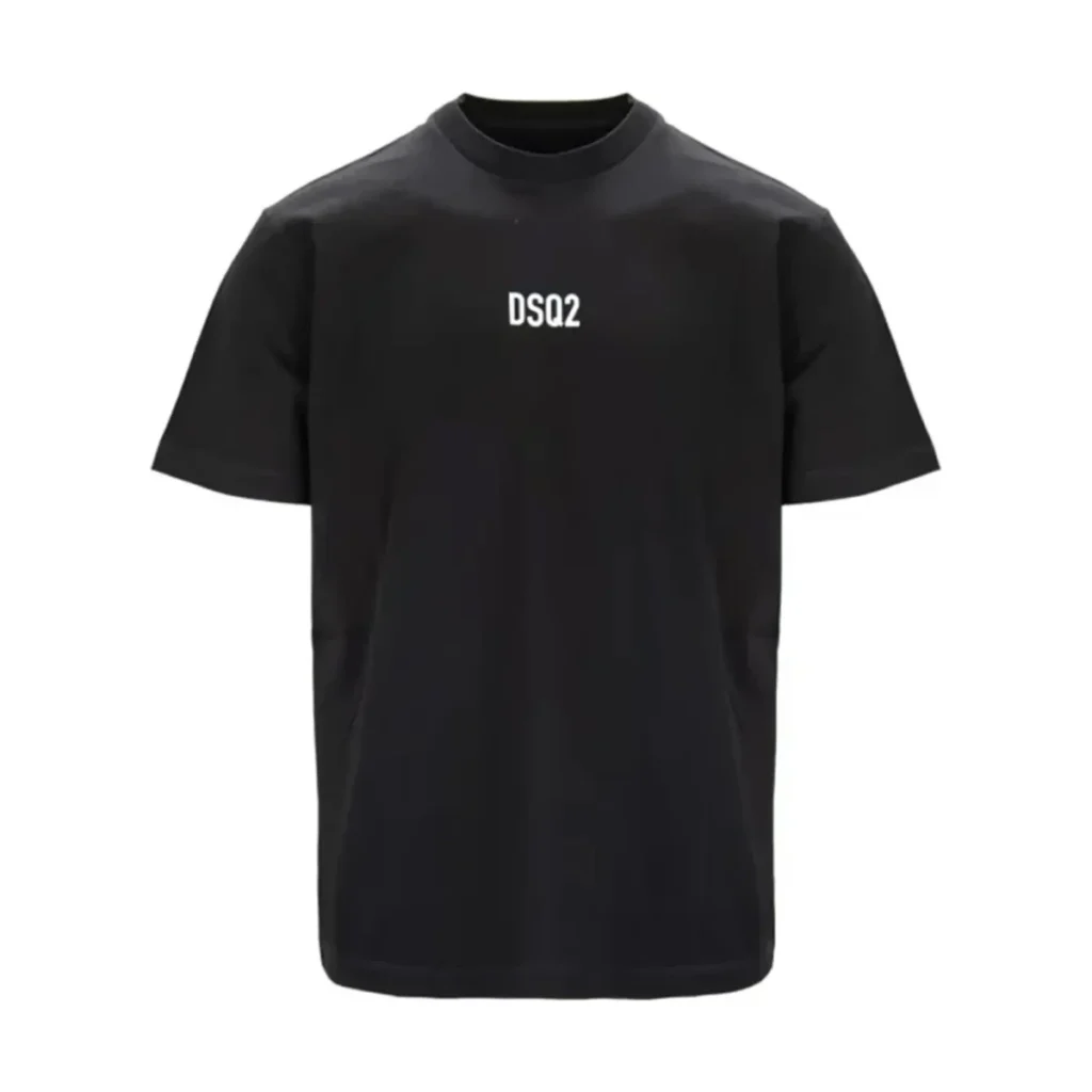 Mens Black Dsquared2 DSQ2 Embossed Logo Crew Neck Cotton T-Shirt
