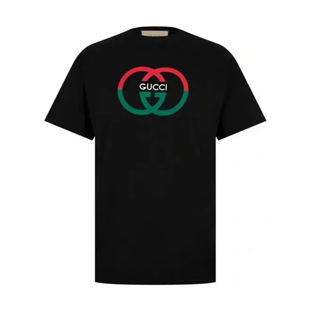 Mens Gucci Black GG Interlocking Logo Print Cotton Jersey T-Shirt