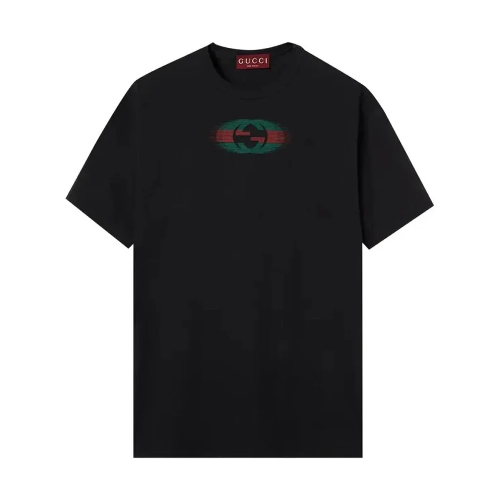 Mens Gucci Black Vintage Textured Logo Print Cotton Jersey T-Shirt