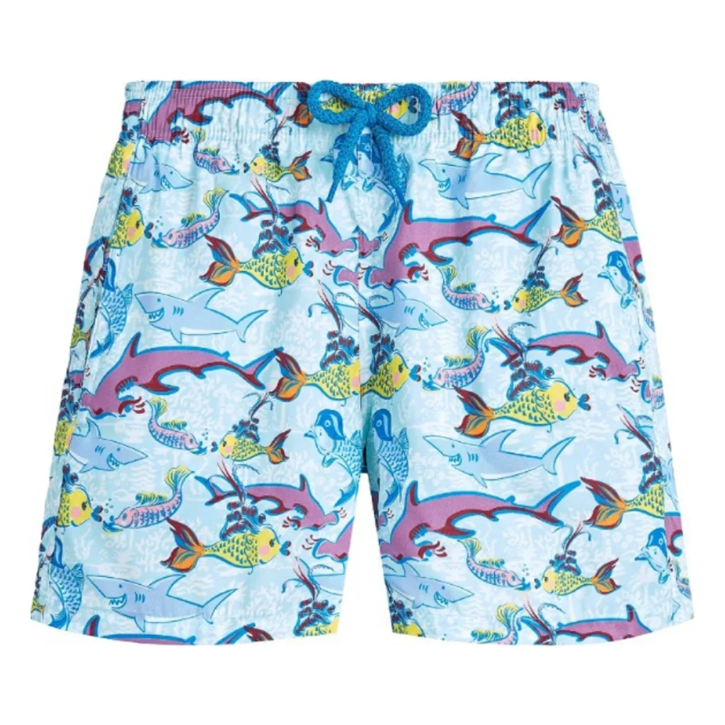 Mens Vilebrequin Mahina French Sea History Print Swim Beach Shorts