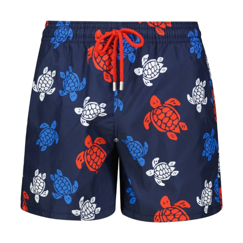 Mens Vilebrequin Navy Moorea Multicoloured Macro Turtles Print Swim Beach Shorts