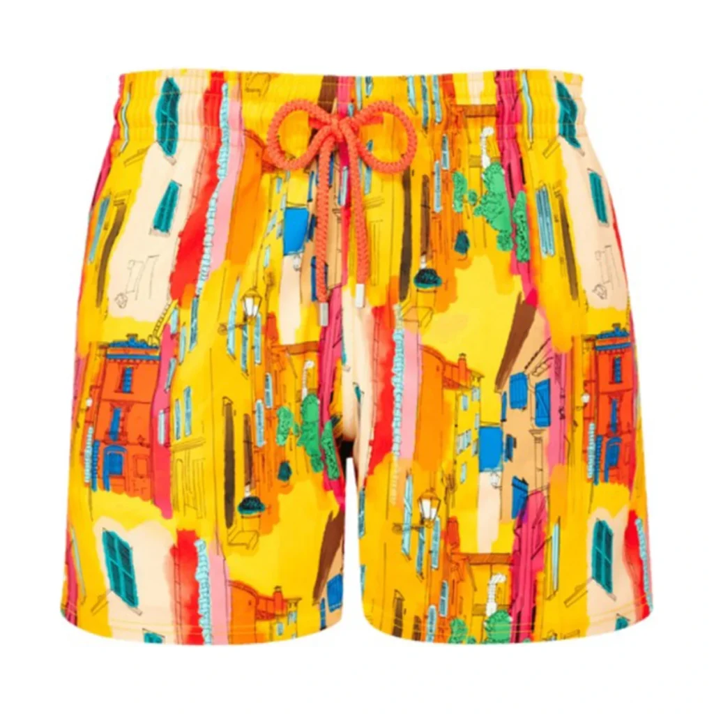 Mens Vilebrequin Yellow Sunny Streets Print Swim Beach Shorts