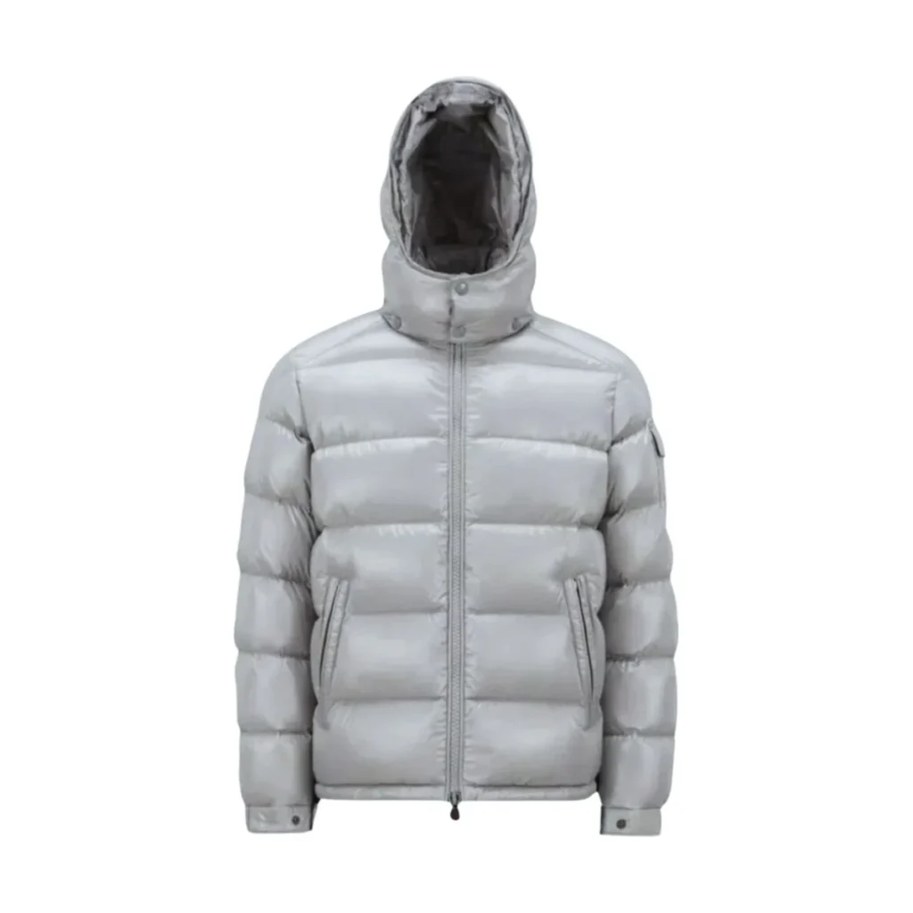 Mens Grey Moncler Maya Hooded Short Padded Puffer Jacket